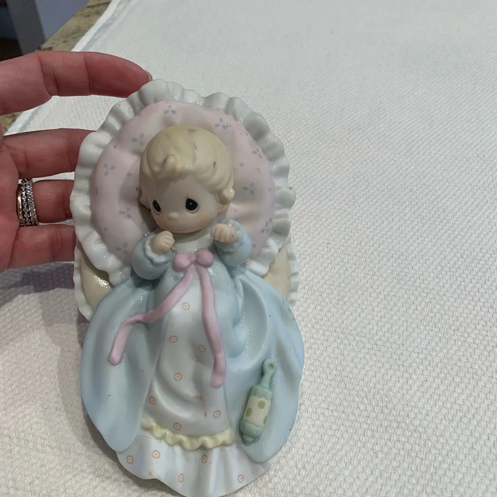 Vintage Enesco Baby Figurine with Pink and Blue Details
